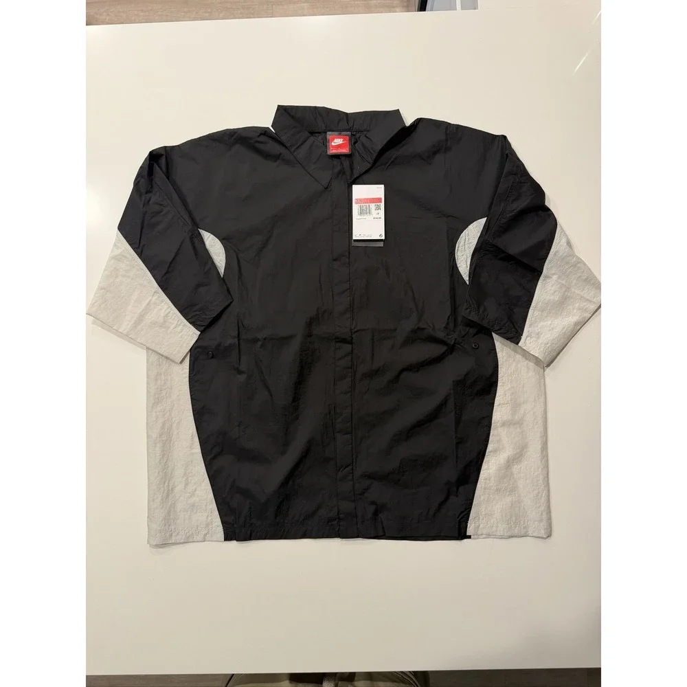 Nike Tech Oversized Woven Shirt IF8328-010 Mens Large Black White Jacket NWT